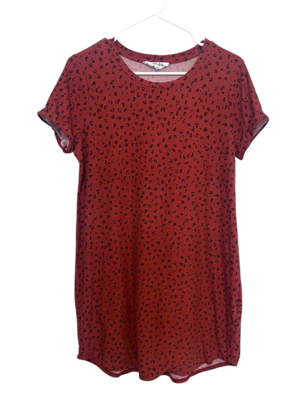 Olive + Oak T-Shirt Dress Women’s Large Rust Black Leopard Print Tunic